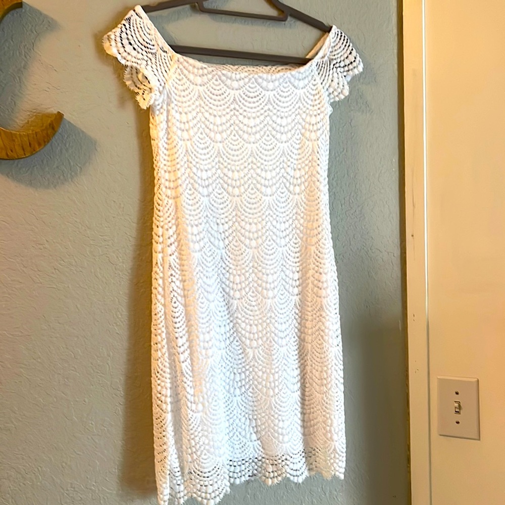 Lilly Pulitzer marble off the shoulder dress